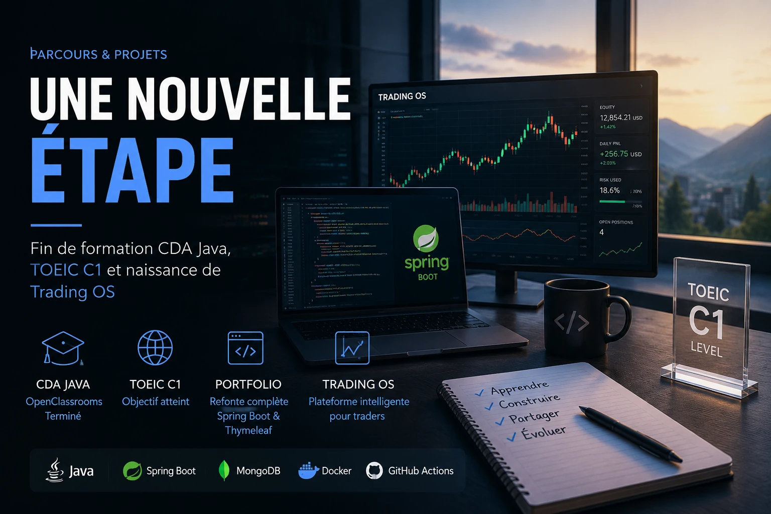 Une nouvelle étape : fin de formation CDA Java, TOEIC C1 et naissance de Trading OS